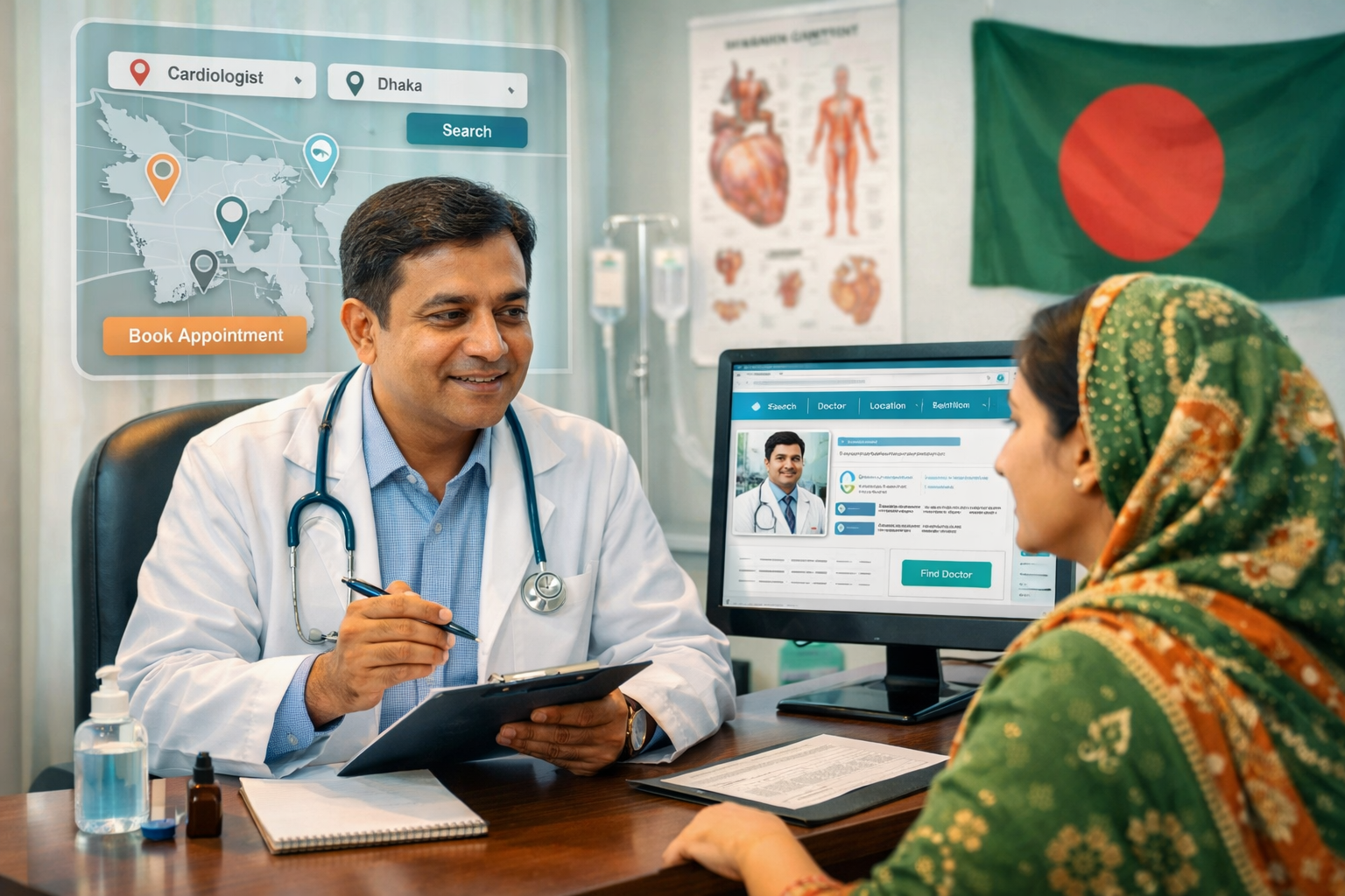 Patient consulting a qualified doctor in Bangladesh using an online doctor directory